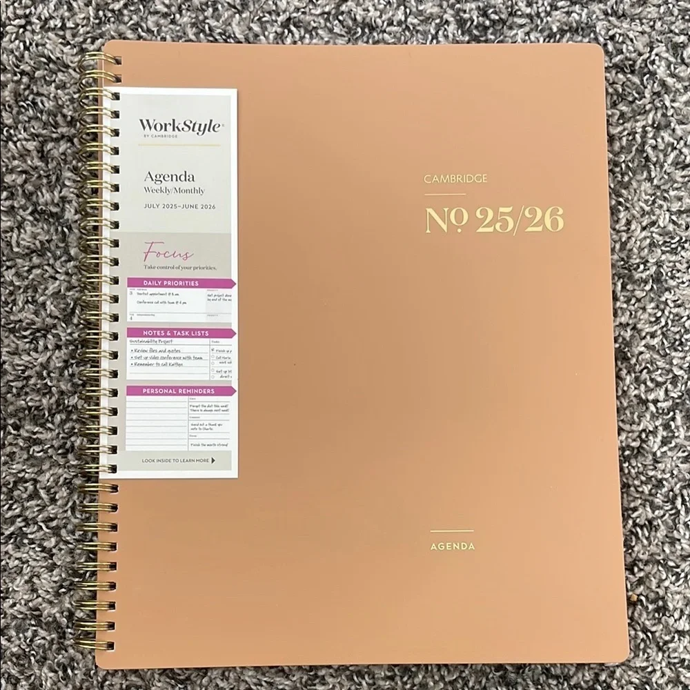 Cambridge Tan Weekly/Monthly Monthly Agenda/Planner